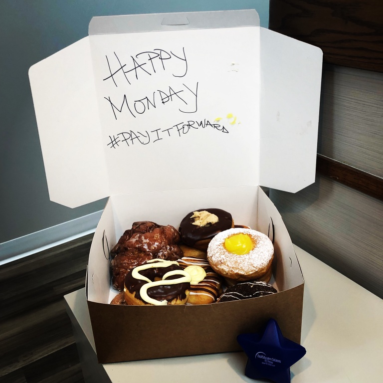 kindness activity - surprise your coworkers with donuts