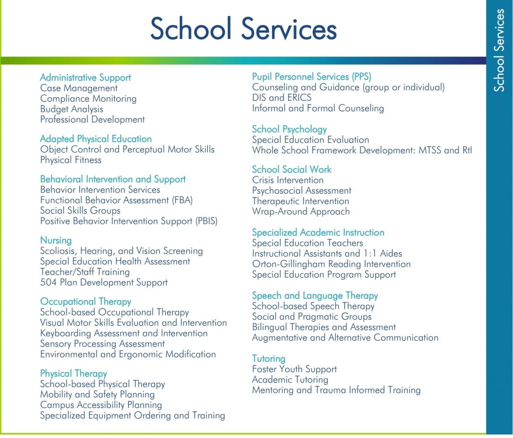 Our Services Booklet p7. School services